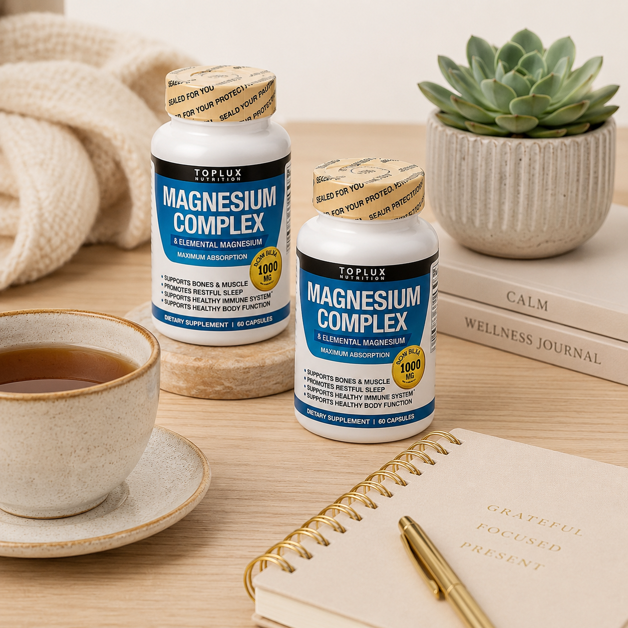 Magnesium Complex Toplux 90 Capsulas: Relajación profunda y energía natural diaria.