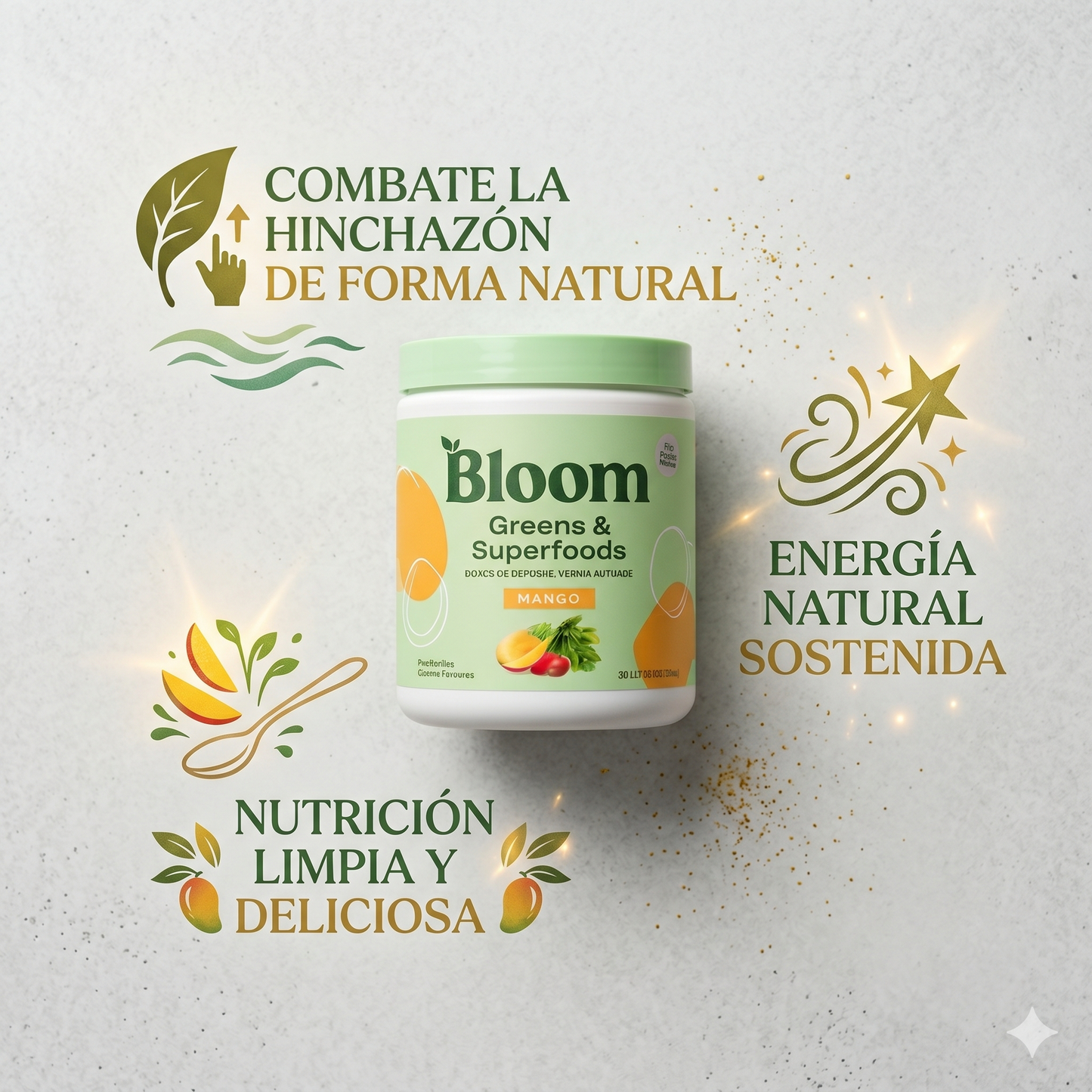 Suplemento Bloom Mango 145 Gr: Adiós hinchazón, energía y digestión natural diaria