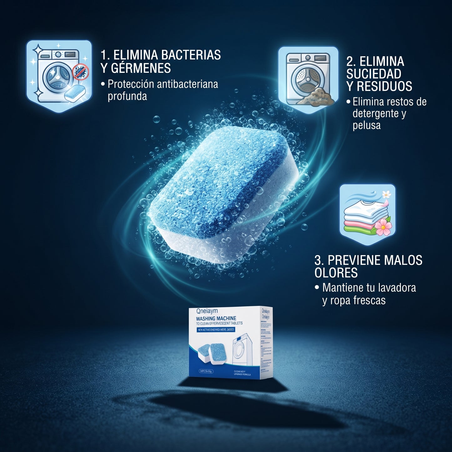 FreshClean™ – Kit de 12 Pastillas para Limpieza de Lavadora
